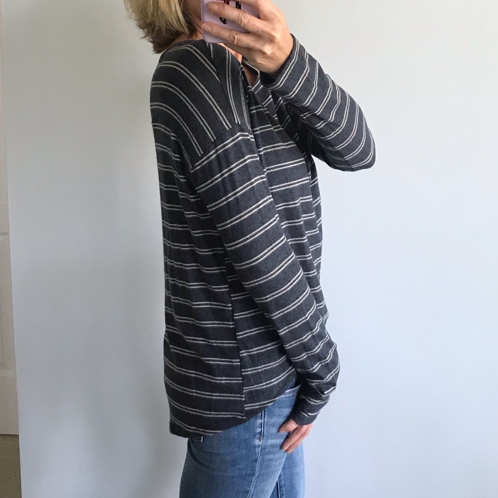 Navy & Creamy White Stripe Long Sleeve Top - Picture 4 of 7